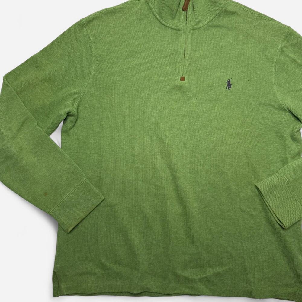 Polo Ralph Lauren Green Quarter Zip Sweater Size L - Picture 6 of 7